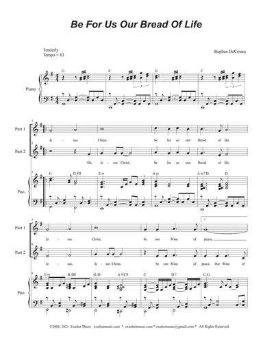 Be For Us Our Bread Of Life (2-part choir)