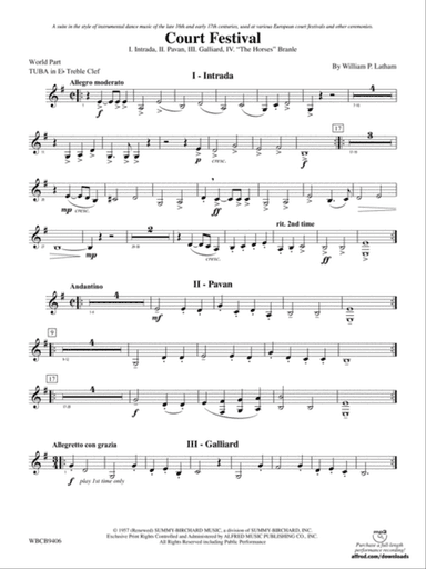 Court Festival (Suite for Concert Band): (wp) E-flat Tuba T.C.