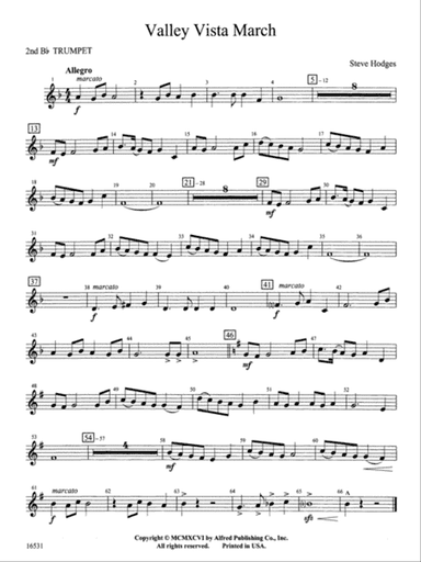 Valley Vista March: 2nd B-flat Trumpet