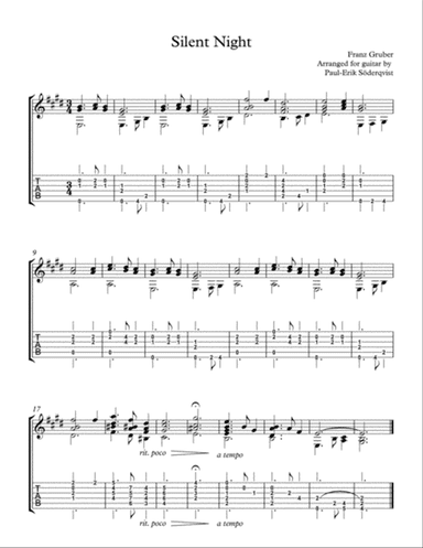 Silent Night, solo guitar (advanced)
