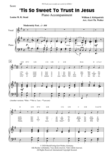 'Tis So Sweet To Trust In Jesus