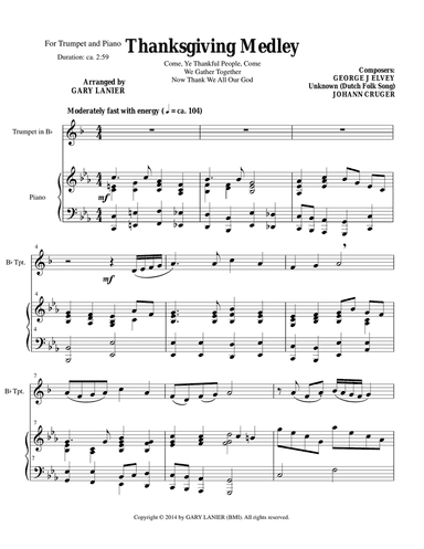 THANKSGIVING MEDLEY (Bb Trumpet/Piano with Trumpet Part)