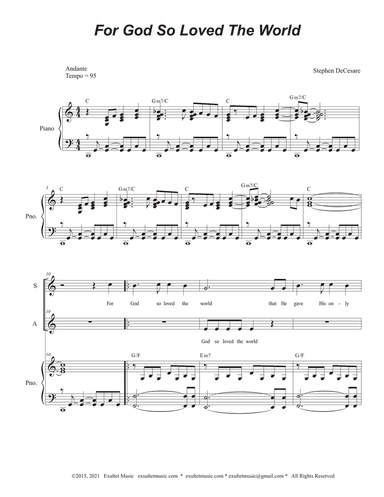 For God So Loved The World (2-part choir - (SA)