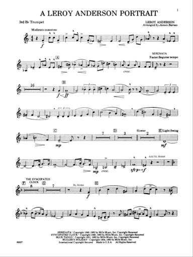 Leroy Anderson Portrait: 3rd B-flat Trumpet