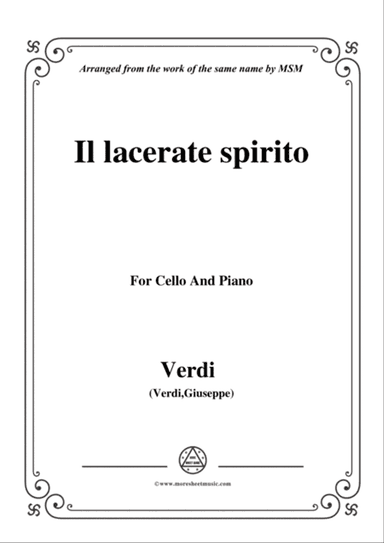 Verdi-Il lacerate spirito(A te l'estremo addio), for Cello and Piano