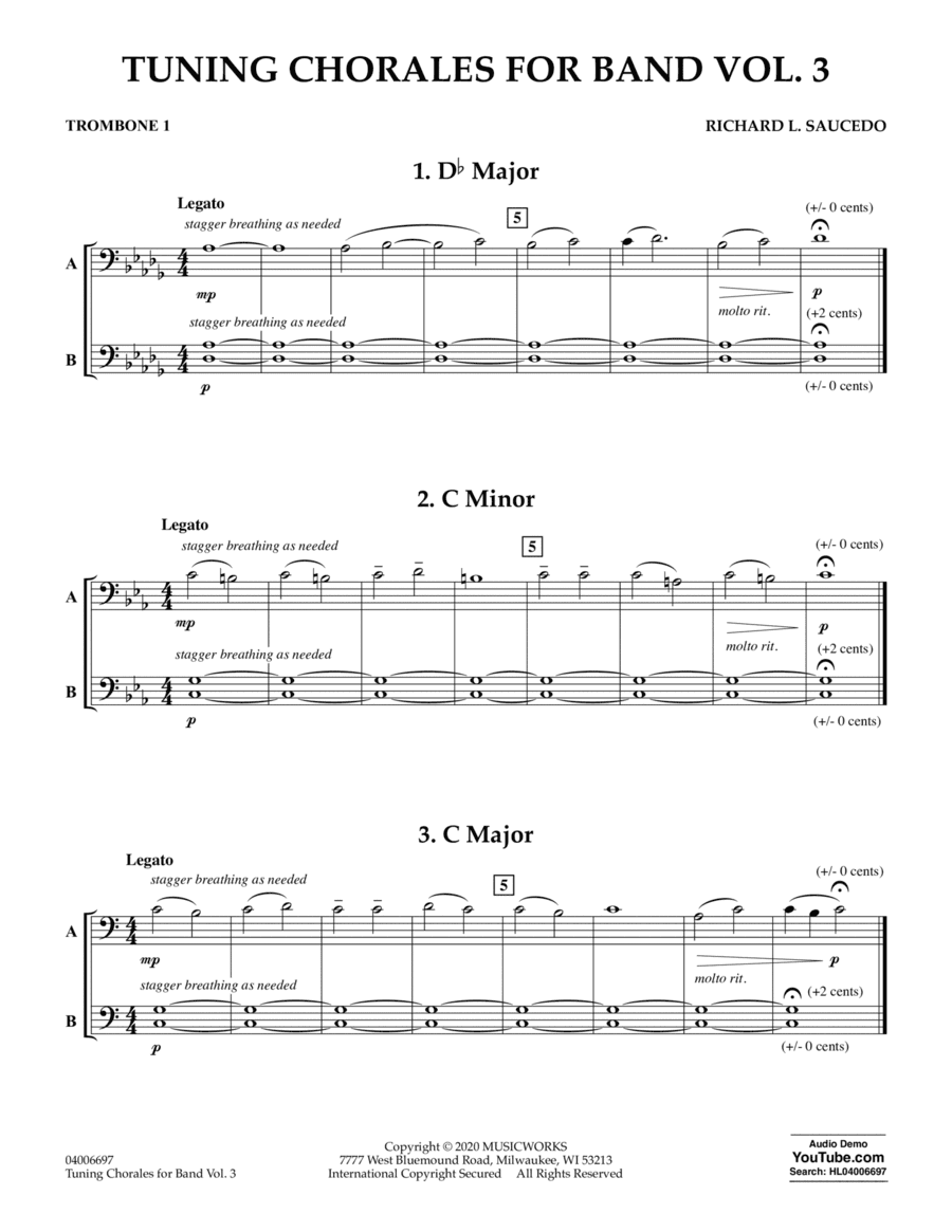 Tuning Chorales for Band Vol. 3 - Trombone 1