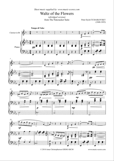 Nutcracker Suite: Waltz of The Flowers - Clarinet and Piano