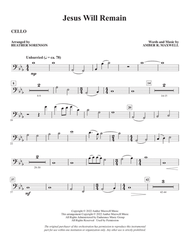 Jesus Will Remain (arr. Heather Sorenson) - Cello