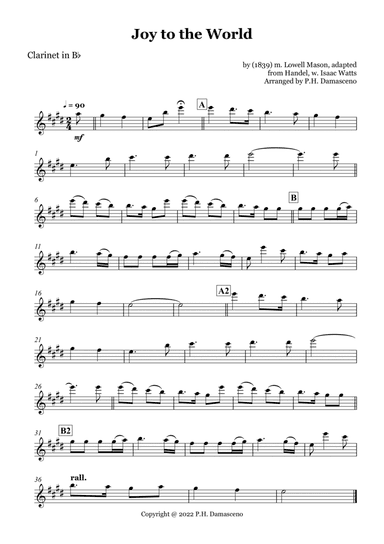 Joy to the World - Clarinet in Bb Solo