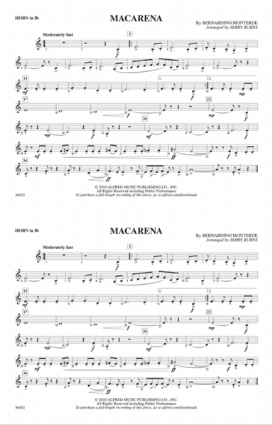 Macarena: Horn in B flat