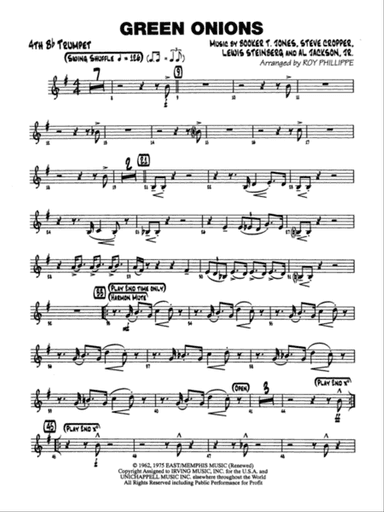 Green Onions: 4th B-flat Trumpet