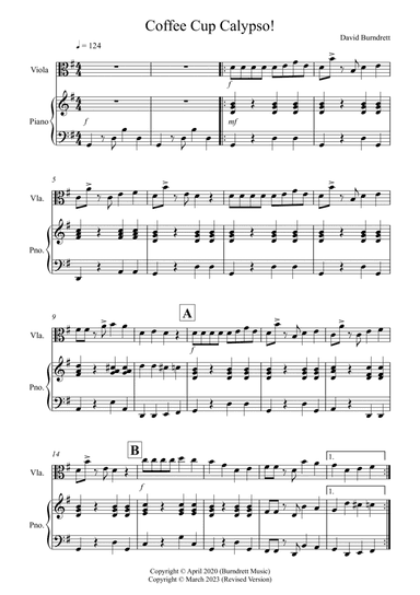 Coffee Cup Calypso! for Viola and Piano