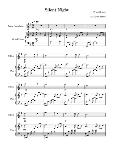 Silent Night (Tenor Sax Solo with Piano)