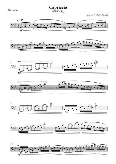 Capriccio (HWV 483) For Bassoon