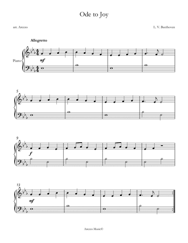 ode to joy easy piano sheet music in e flat
