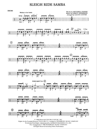 Sleigh Ride Samba: Drums