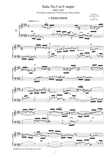 Handel - Piano Suite No.5 in E major HWV 430