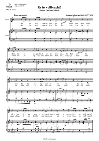 Es ist vollbracht!, BWV 458 (A minor)
