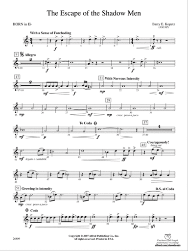 The Escape of the Shadow Men: (wp) 1st Horn in E-flat