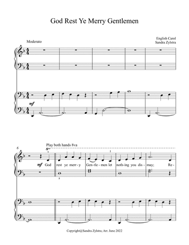 God Rest Ye Merry Gentlemen (elementary piano with optional duet)