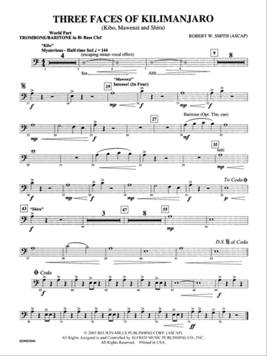 Three Faces of Kilimanjaro (Kibo, Mawenzi, and Shira): (wp) 1st B-flat Trombone B.C.