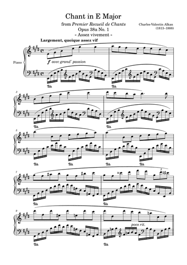 Chant Opus 38a No. 1 in E Major