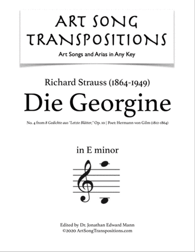 STRAUSS: Die Georgine, Op. 10 no. 4 (transposed to E minor)