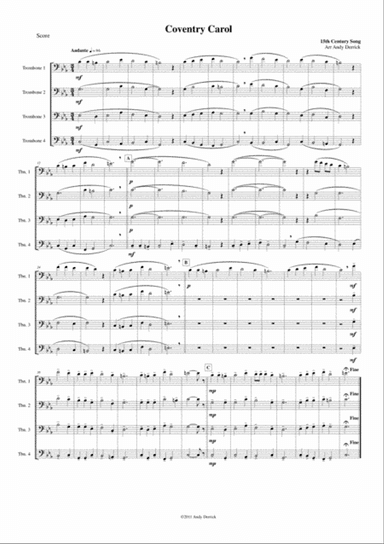 Coventry Carol for Trombone Quartet