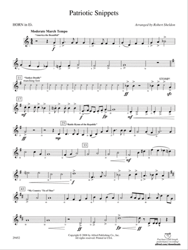Patriotic Snippets: (wp) 1st Horn in E-flat