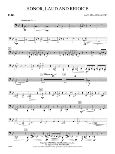 Honor, Laud and Rejoice: Tuba