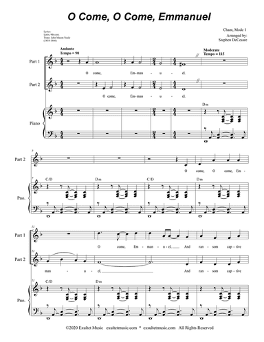 O Come, O Come, Emmanuel (2-part choir)