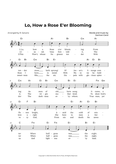 Lo, How a Rose E'er Blooming (Key of E-Flat Major)