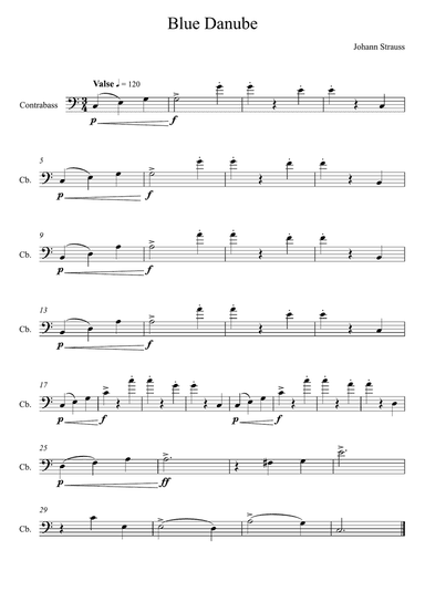 Johann Strauss - Blue Danube (Contrabass Solo) Easy Version
