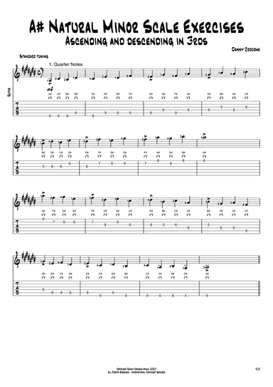 A# Natural Minor Scale Exercises - Ascending and Descending in 3rds