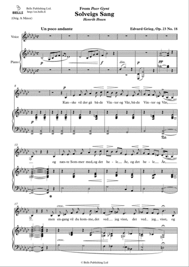 Solveigs Sang, Op. 23 No. 18 (E-flat minor)
