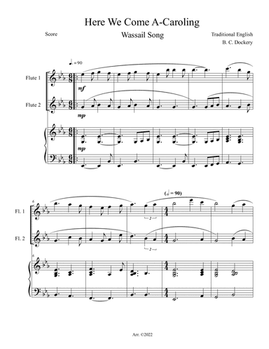 Here We Come A-Caroling (Flute Duet with Piano Accompaniment)