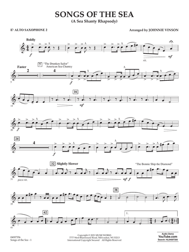 Songs of the Sea (A Sea Shanty Rhapsody) - Eb Alto Saxophone 2
