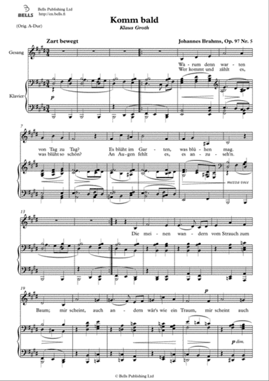 Komm bald, Op. 97 No. 5 (E Major)