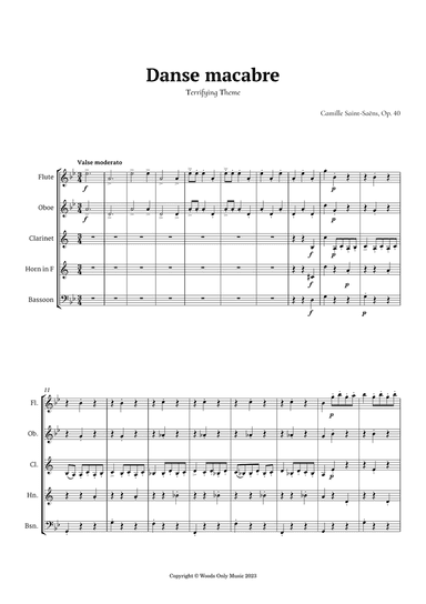 Danse Macabre by Camille Saint-Saens for Woodwind Quintet