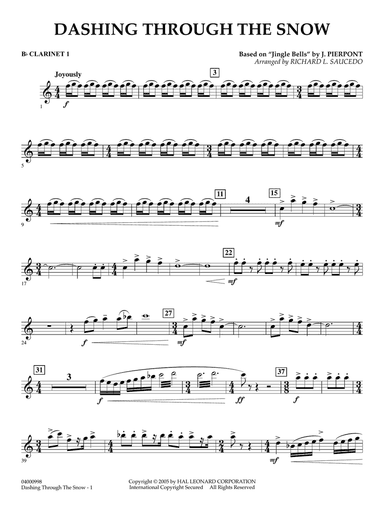 Dashing Through The Snow (based on "Jingle Bells") (arr. Richard L. Saucedo) - Bb Clarinet 1