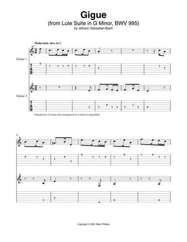 Gigue (from Lute Suite in G Minor, BWV 995)