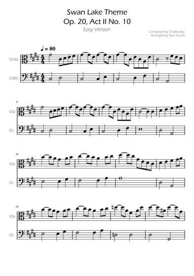Swan Lake (theme) - Tchaikovsky - Cello and Viola Duet