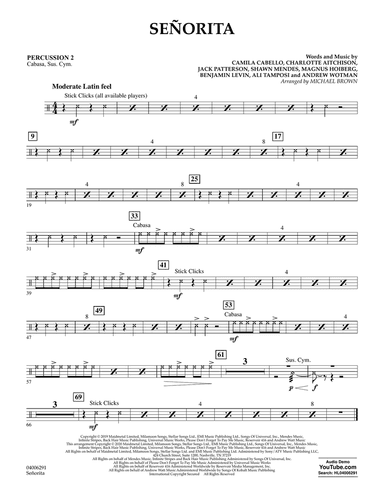 Señorita (arr. Michael Brown) - Percussion 2