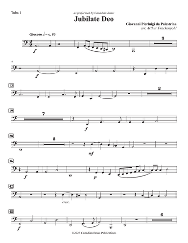 Jubilate Deo (Double Quintet) - Tuba 1