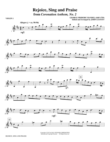 Rejoice, Sing And Praise - Violin 1
