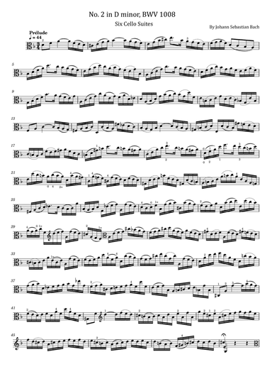 Bach - 6 Cello Suites - No.2 in D minor, BWV 1008 For Cello Solo - Original With Fingered