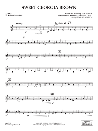Sweet Georgia Brown (arr. Paul Murtha) - Pt.5 - Eb Baritone Saxophone
