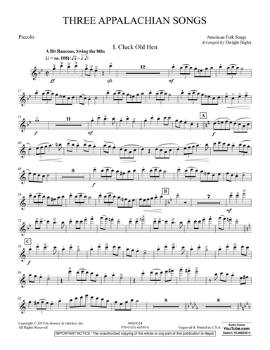 Three Appalachian Songs - Piccolo