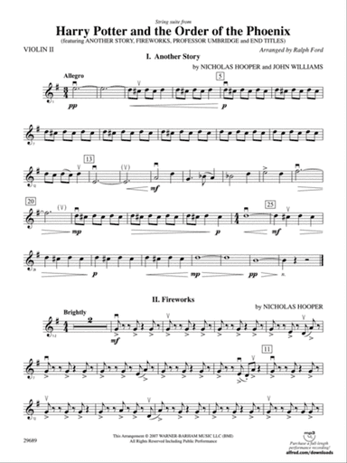Harry Potter and the Order of the Phoenix, String Suite from: 2nd Violin