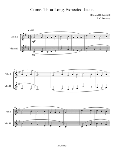 Come, Thou Long-Expected Jesus (Violin Duet)